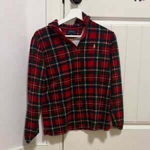 Polo by Ralph Lauren boys Red and Green Plaid quarter zip
